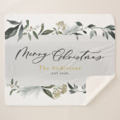 Vrolijk kerstfeest met waterverf sherpa deken (Voorkant (horizontaal))