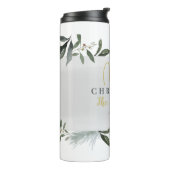 Vrolijk kerstfeest met waterverf thermosbeker (Gedraaid links)