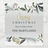 Vrolijk kerstfeest met waterverf wijn etiket (Enkel label)