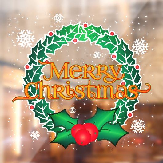 Vrolijk kerstfeest met Wreath en Snowflakes Raamsticker (Vel 2)