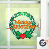 Vrolijk kerstfeest met Wreath en Snowflakes Raamsticker (Huis)