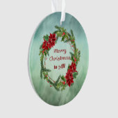 Vrolijk kerstfeest met Wreath in Groen Ornament (voorkant)