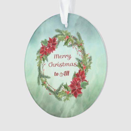 Vrolijk kerstfeest met Wreath in Groen Ornament (voorkant)