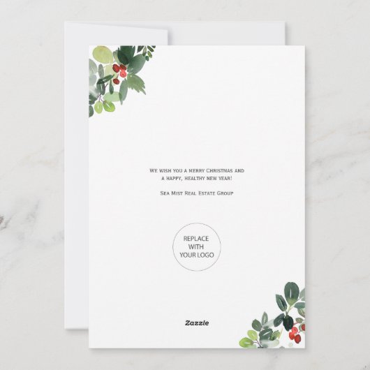 Vrolijk kerstfeest met zakelijke Kaart met Logo (Achterkant)