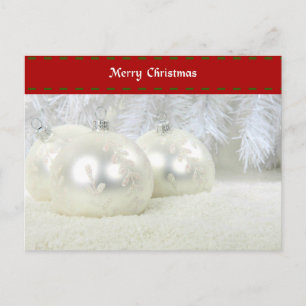 Vrolijk kerstfeest met zilveren Ornamenten en snee Briefkaart