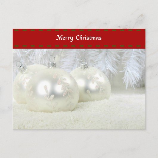 Vrolijk kerstfeest met zilveren Ornamenten en snee Briefkaart (Voorkant)