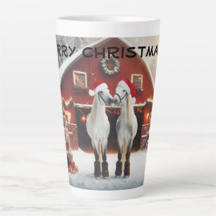 Vrolijk kerstfeest met zoenende paarden latte mok