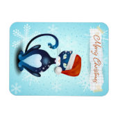 Vrolijk kerstfeest met zwarte kat met Pet van de k Magneet (Horizontaal)