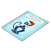 Vrolijk kerstfeest met zwarte kat met Pet van de k Notitieboek (Linkerzijde)