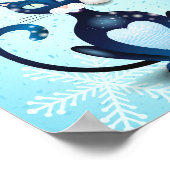 Vrolijk kerstfeest met zwarte kat met Pet van de k Poster (Hoek)