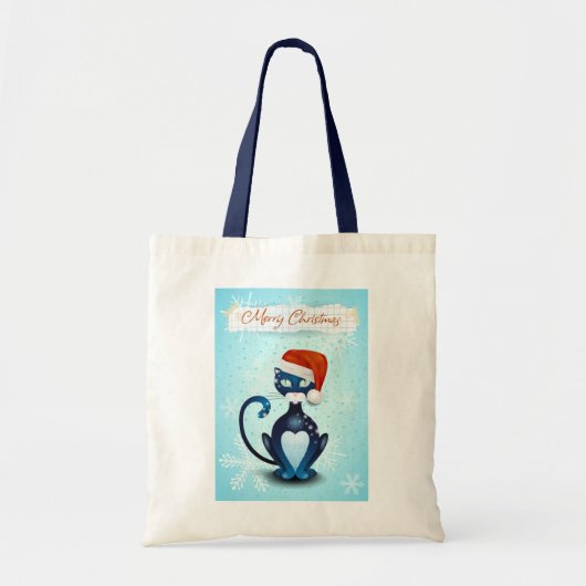 Vrolijk kerstfeest met zwarte kat met Pet van de k Tote Bag (Voorkant)