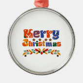 Vrolijk kerstfeest metalen ornament (Voorkant)