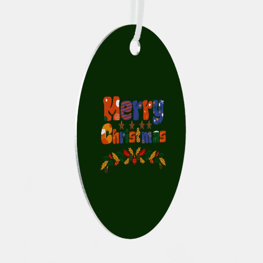 Vrolijk kerstfeest metalen ornament (Voorkant Rechts)