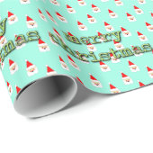 vrolijk kerstfeest mid century modern kerstman cadeaupapier (Rol Hoek)