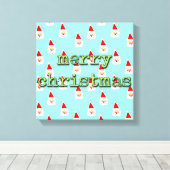 vrolijk kerstfeest mid century modern kerstman canvas afdruk (Insitu (Houten vloer))