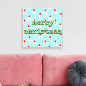 vrolijk kerstfeest mid century modern kerstman canvas afdruk (Insitu (Woonkamer))