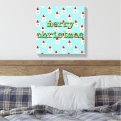 vrolijk kerstfeest mid century modern kerstman canvas afdruk (Insitu (Slaapkamer))