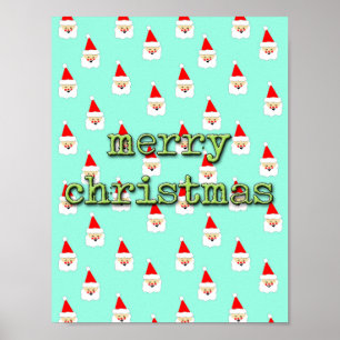 vrolijk kerstfeest mid century modern kerstman poster