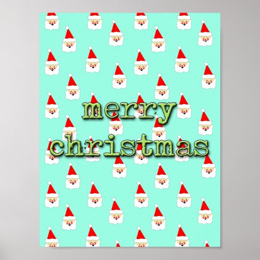 vrolijk kerstfeest mid century modern kerstman poster (Voorkant)