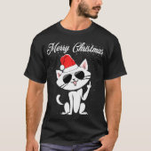 Vrolijk kerstfeest, middelste gemberrode kerstkat  t-shirt (Voorkant)