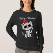 Vrolijk kerstfeest, middelste gemberrode kerstkat  t-shirt (Voorkant)