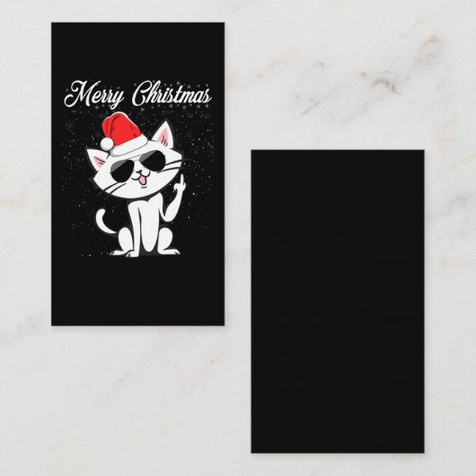 Vrolijk kerstfeest, middelste gemberrode kerstkat  visitekaartje (Voorkant / Achterkant)
