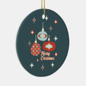 Vrolijk kerstfeest midden-eeuwse moderne tijd keramisch ornament (Rechts)