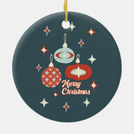 Vrolijk kerstfeest midden-eeuwse moderne tijd keramisch ornament (Achterkant)