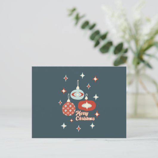 Vrolijk kerstfeest midden moderne decoraties briefkaart (Staand voorkant)