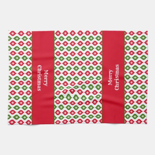 Vrolijk kerstfeest midden moderne ster-decoratie theedoek (Horizontaal)