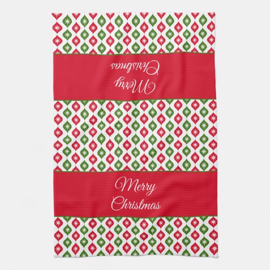 Vrolijk kerstfeest midden moderne ster-decoratie theedoek (Verticaal)