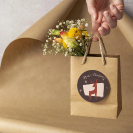 Vrolijk kerstfeest mijn kleine hert ronde sticker