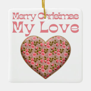 Vrolijk kerstfeest Mijn liefde White Keramisch Ornament