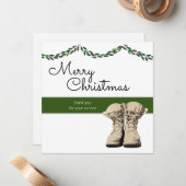 Vrolijk kerstfeest Militaire Dank u wel Notitiekaartje (Voorkant / Achterkant in situ)