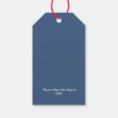 Vrolijk Kerstfeest Minimaal Kerstboom Blauw Cadeaulabel (Achterkant)