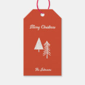 Vrolijk Kerstfeest Minimal Kerstboom Rood Cadeaulabel (Voorkant)