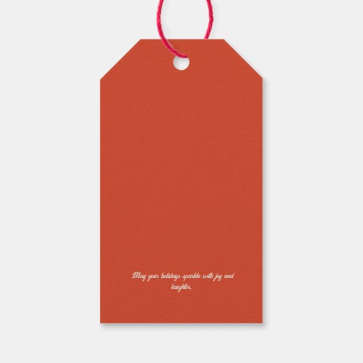 Vrolijk Kerstfeest Minimal Kerstboom Rood Cadeaulabel (Achterkant)