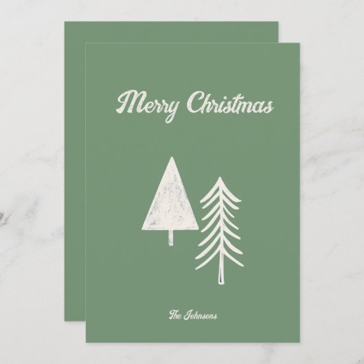 Vrolijk kerstfeest Minimal kerstboom Sage Green Feestdagenkaart (Voorkant / Achterkant)