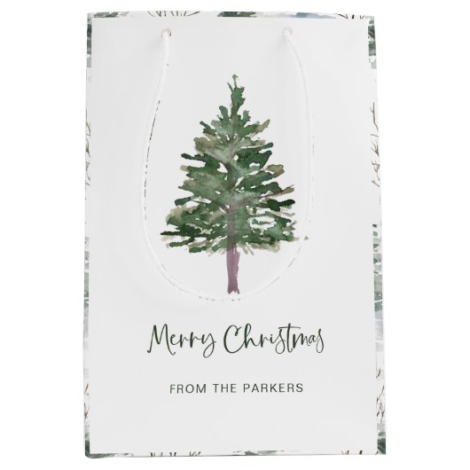 Vrolijk kerstfeest | Minimale eenvoudige pine Medium Cadeauzakje (Voorkant)