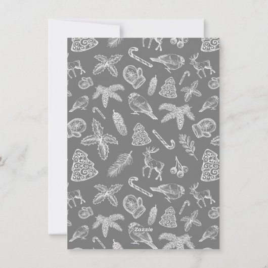 Vrolijk kerstfeest | Minimale Gold 4-fotocollage Feestdagenkaart (Achterkant)