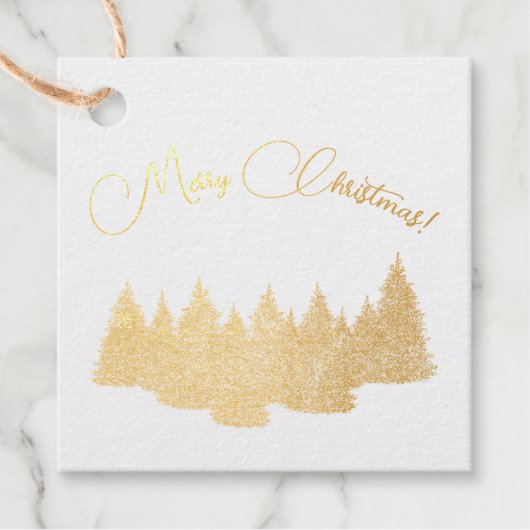 Vrolijk kerstfeest - minimalistisch - gouden spar  bedankjes labels (Voorkant)