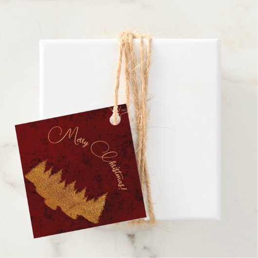 Vrolijk kerstfeest - minimalistisch - gouden spar bedankjes labels (In situ)