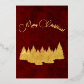 Vrolijk kerstfeest - minimalistisch - gouden spar  folie feestdagenkaart (Voorkant)