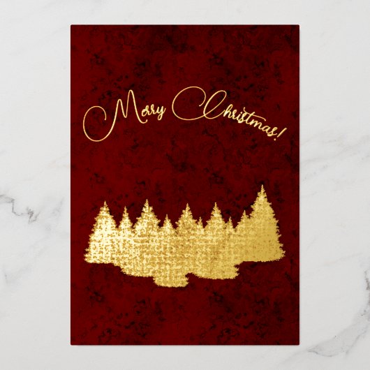 Vrolijk kerstfeest - minimalistisch - gouden spar  folie feestdagenkaart (Voorkant)