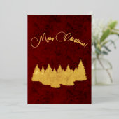 Vrolijk kerstfeest - minimalistisch - gouden spar  folie feestdagenkaart (Staand Voorkant)