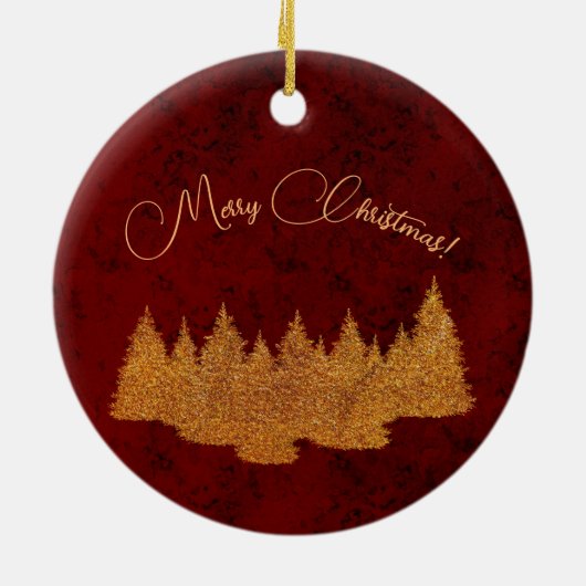 Vrolijk kerstfeest - minimalistisch - gouden spar  keramisch ornament (Achterkant)