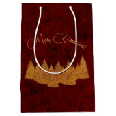 Vrolijk kerstfeest - minimalistisch - gouden spar  medium cadeauzakje (Voorkant)