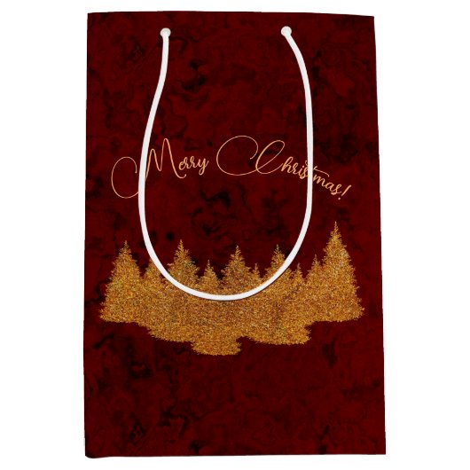 Vrolijk kerstfeest - minimalistisch - gouden spar  medium cadeauzakje (Voorkant)