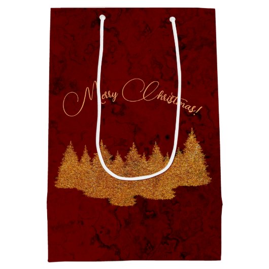 Vrolijk kerstfeest - minimalistisch - gouden spar  medium cadeauzakje (Achterkant)