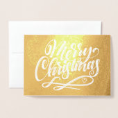 Vrolijk kerstfeest minimalistisch handgeschreven g folie kaarten (Voorkant met envelop)